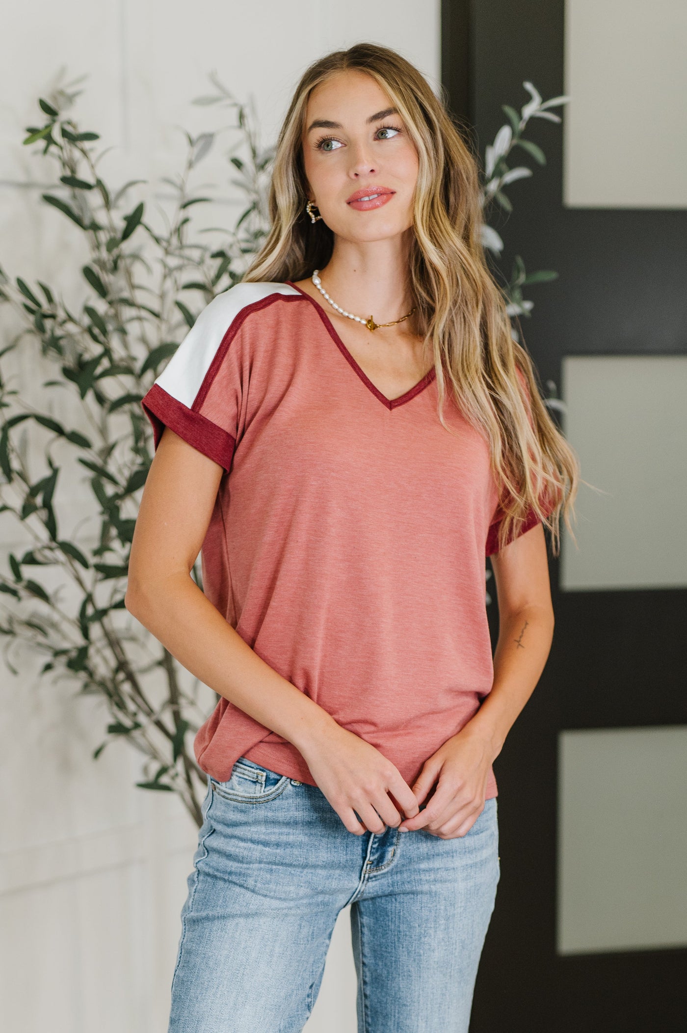 Sew Into You V-Neck Top in Light Rust-Womens-Ave Shops-Market Street Nest, Fashionable Clothing, Shoes and Home Décor Located in Mabank, TX