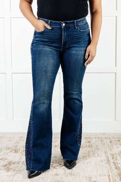 Shannon Mid Rise Rhinestone Detail Flare Jeans-Womens-Ave Shops-Market Street Nest, Fashionable Clothing, Shoes and Home Décor Located in Mabank, TX