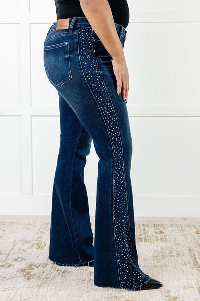 Shannon Mid Rise Rhinestone Detail Flare Jeans-Womens-Ave Shops-Market Street Nest, Fashionable Clothing, Shoes and Home Décor Located in Mabank, TX