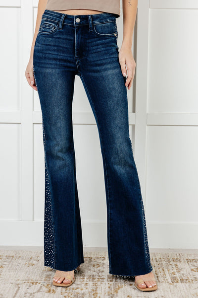 Shannon Mid Rise Rhinestone Detail Flare Jeans-Womens-Ave Shops-Market Street Nest, Fashionable Clothing, Shoes and Home Décor Located in Mabank, TX