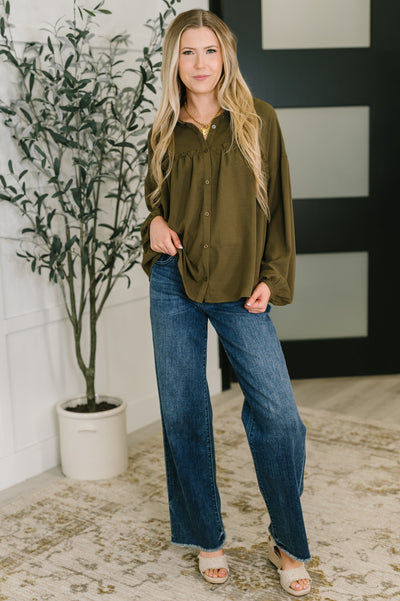 She's Got A Way Button Down Blouse-Womens-Ave Shops-Market Street Nest, Fashionable Clothing, Shoes and Home Décor Located in Mabank, TX