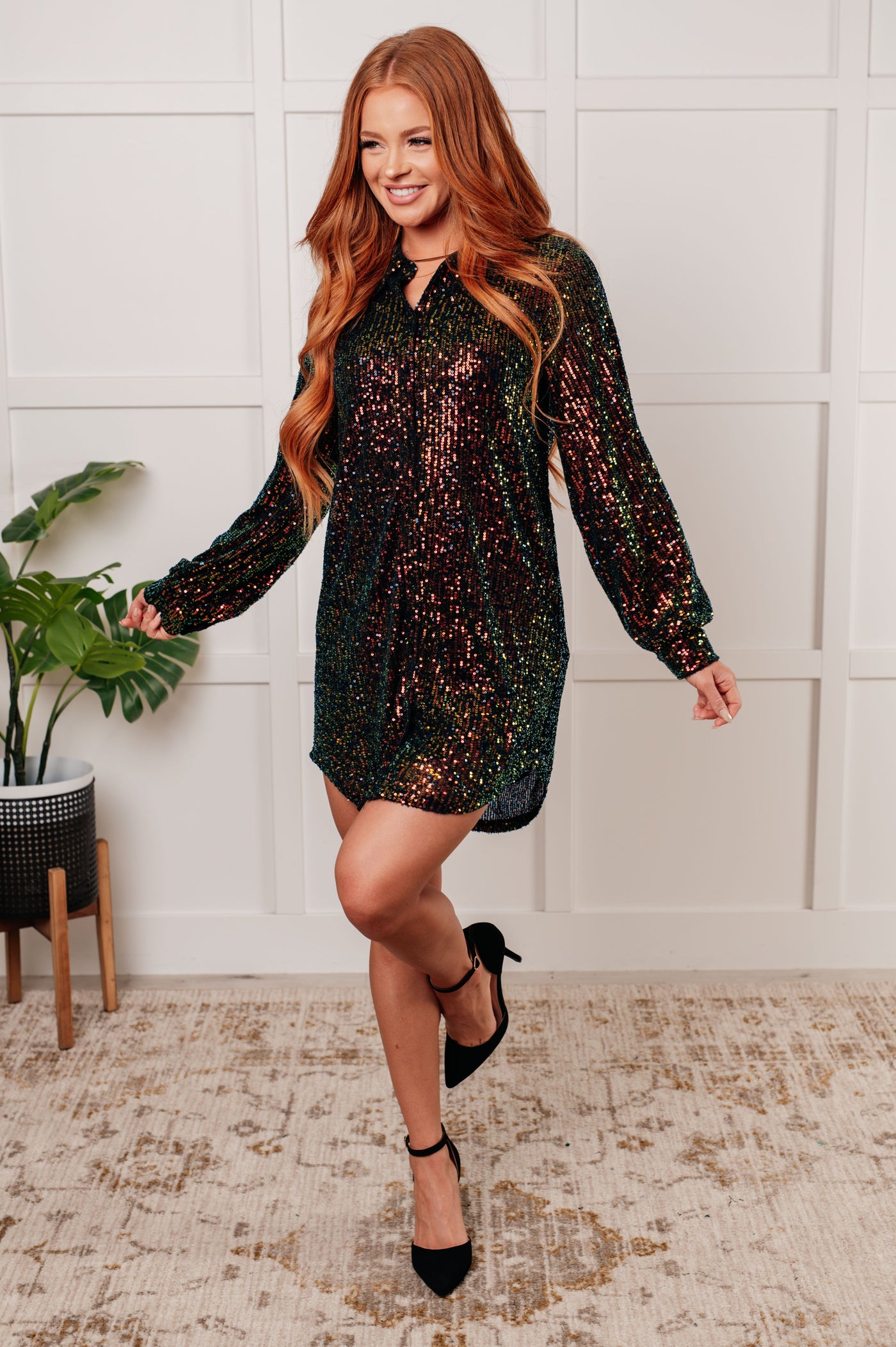 Shimmering Splendor Sequin Shirt Dress-Dresses-Ave Shops-Market Street Nest, Fashionable Clothing, Shoes and Home Décor Located in Mabank, TX