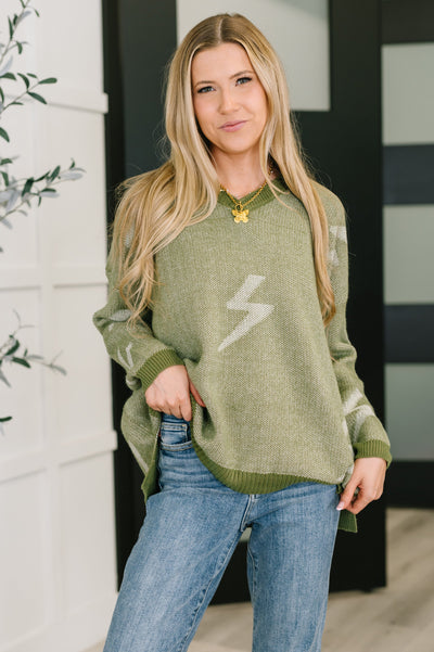 Shock Value V-Neck Sweater in Olive-Womens-Ave Shops-Market Street Nest, Fashionable Clothing, Shoes and Home Décor Located in Mabank, TX