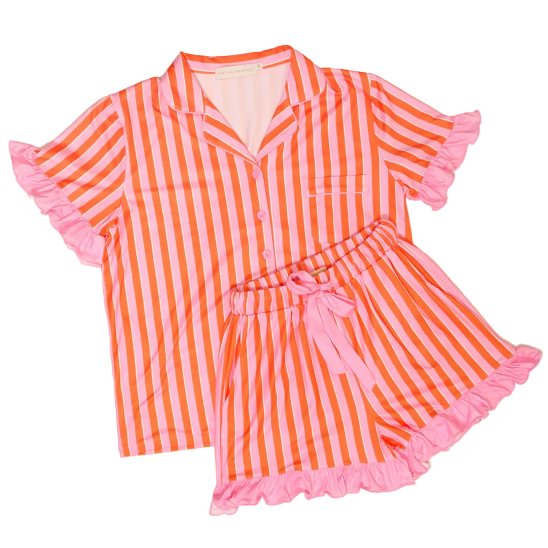 Sicily Stripes Pink Slumber Party Pajama Shorts Set-11-Leisure, Lounge, Sport-The Darling Effect-Market Street Nest, Fashionable Clothing, Shoes and Home Décor Located in Mabank, TX