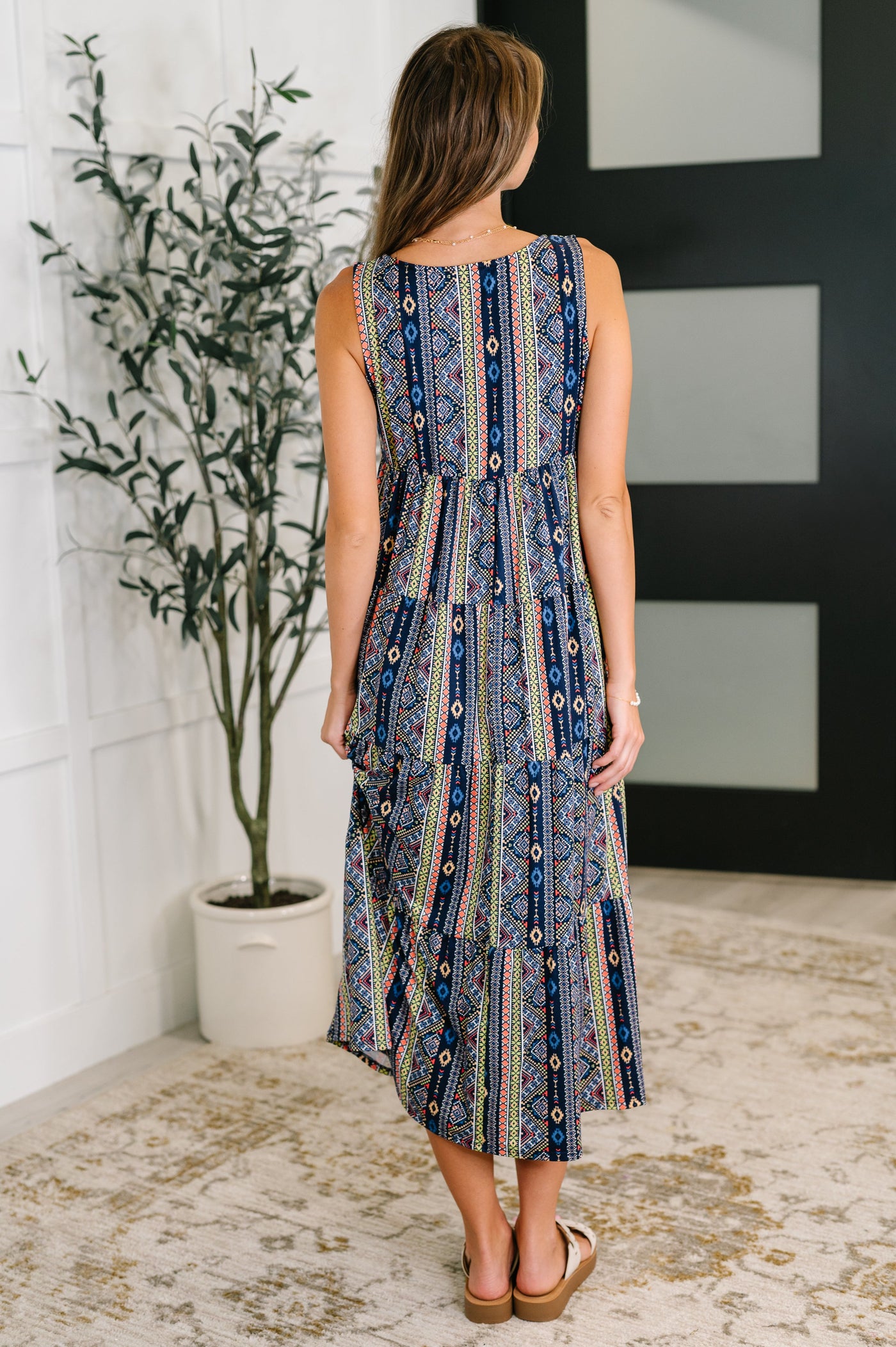 Sierra Spirit Gathered Tiered Dress in Navy-Womens-Ave Shops-Market Street Nest, Fashionable Clothing, Shoes and Home Décor Located in Mabank, TX