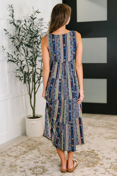 Sierra Spirit Gathered Tiered Dress in Navy-Womens-Ave Shops-Market Street Nest, Fashionable Clothing, Shoes and Home Décor Located in Mabank, TX