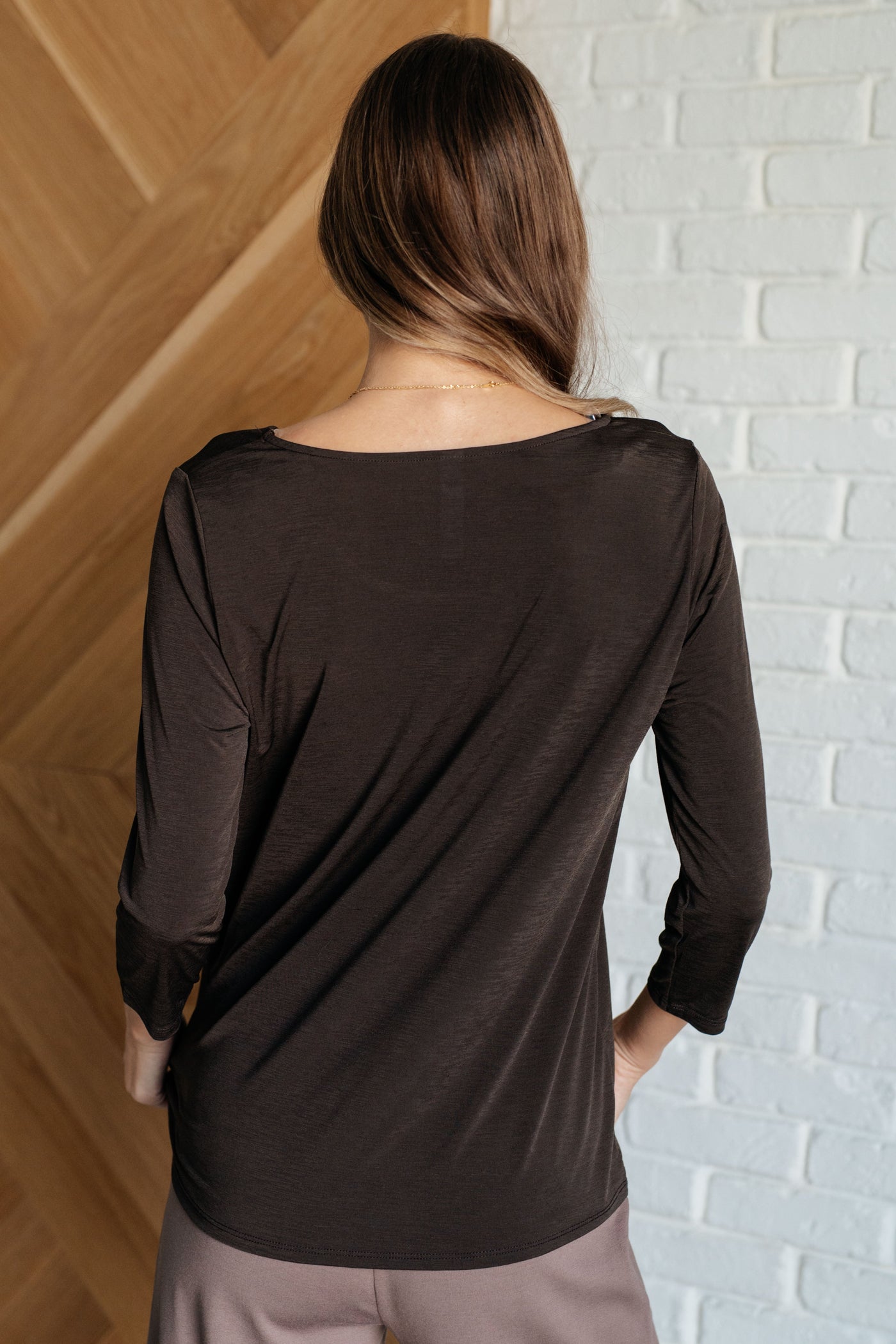 Signature Classic Round Neck Top in Chocolate-Tops-Ave Shops-Market Street Nest, Fashionable Clothing, Shoes and Home Décor Located in Mabank, TX