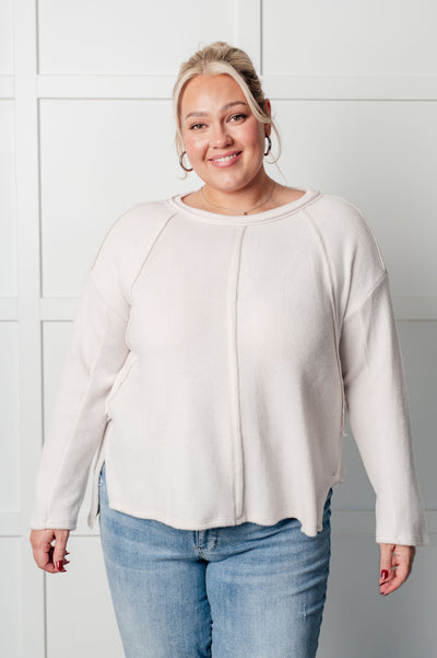 Simple Silhouette Brushed Hacci Sweater in Sand Beige-Tops-Ave Shops-Market Street Nest, Fashionable Clothing, Shoes and Home Décor Located in Mabank, TX