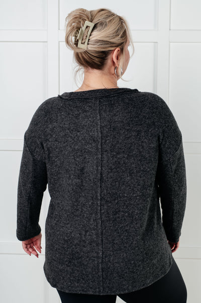 Simple Silhouette Brushed Hacci Sweater in Black-Tops-Ave Shops-Market Street Nest, Fashionable Clothing, Shoes and Home Décor Located in Mabank, TX