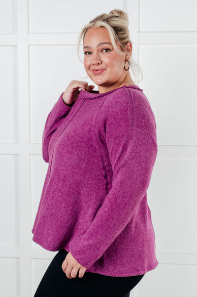 Simple Silhouette Brushed Hacci Sweater in Light Plum-Tops-Ave Shops-Market Street Nest, Fashionable Clothing, Shoes and Home Décor Located in Mabank, TX