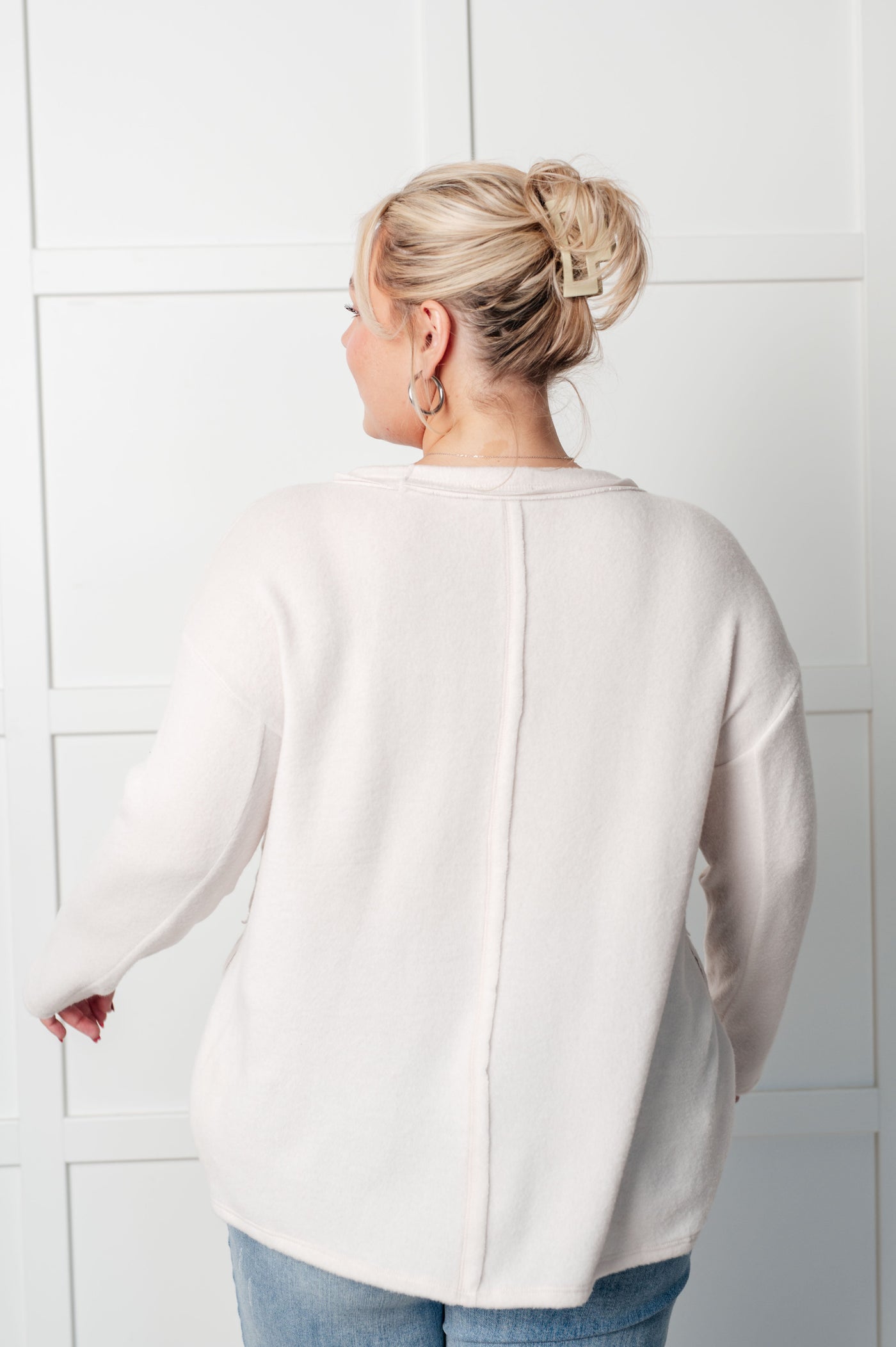 Simple Silhouette Brushed Hacci Sweater in Sand Beige-Tops-Ave Shops-Market Street Nest, Fashionable Clothing, Shoes and Home Décor Located in Mabank, TX