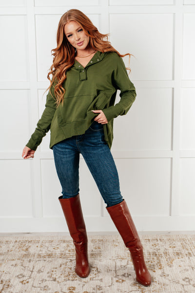 Simple Snug Snap Hooded Pullover-Tops-Ave Shops-Market Street Nest, Fashionable Clothing, Shoes and Home Décor Located in Mabank, TX