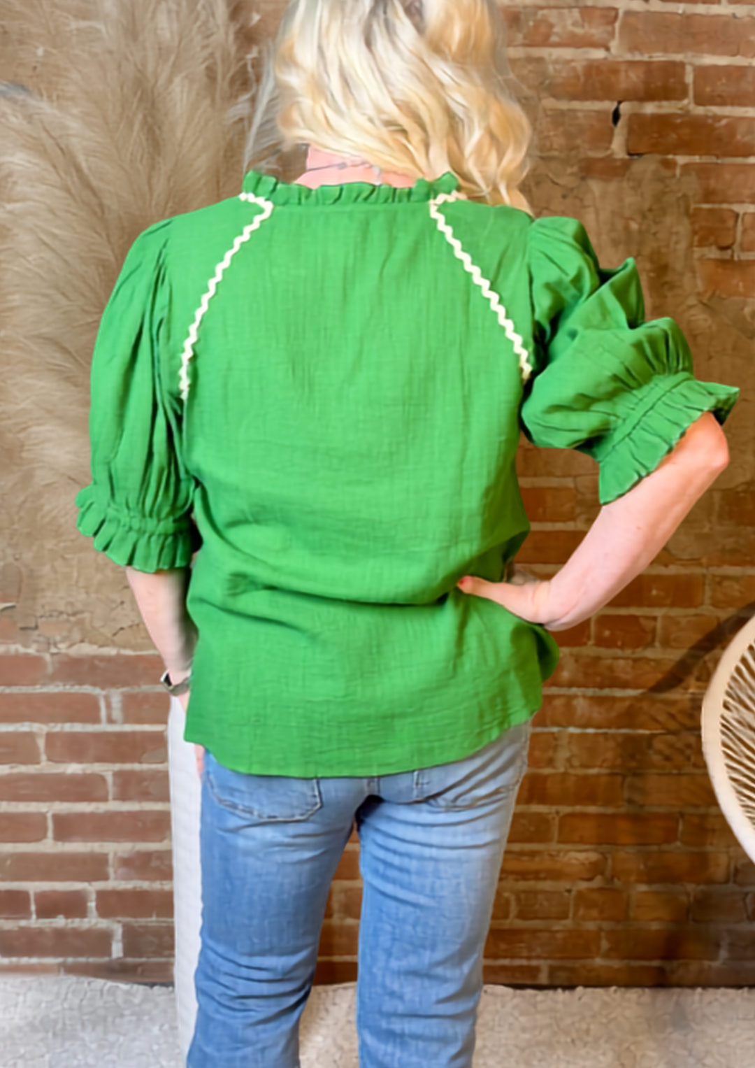 Sister Mary Dana Embroidered Blouse - Green-08-Tops-IVY JANE-Market Street Nest, Fashionable Clothing, Shoes and Home Décor Located in Mabank, TX