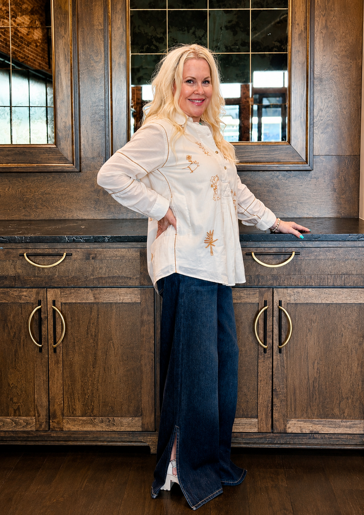 Sister Mary Ivory Milagro Long Sleeve Blouse-08-Tops-Ivy Jane-Market Street Nest, Fashionable Clothing, Shoes and Home Décor Located in Mabank, TX