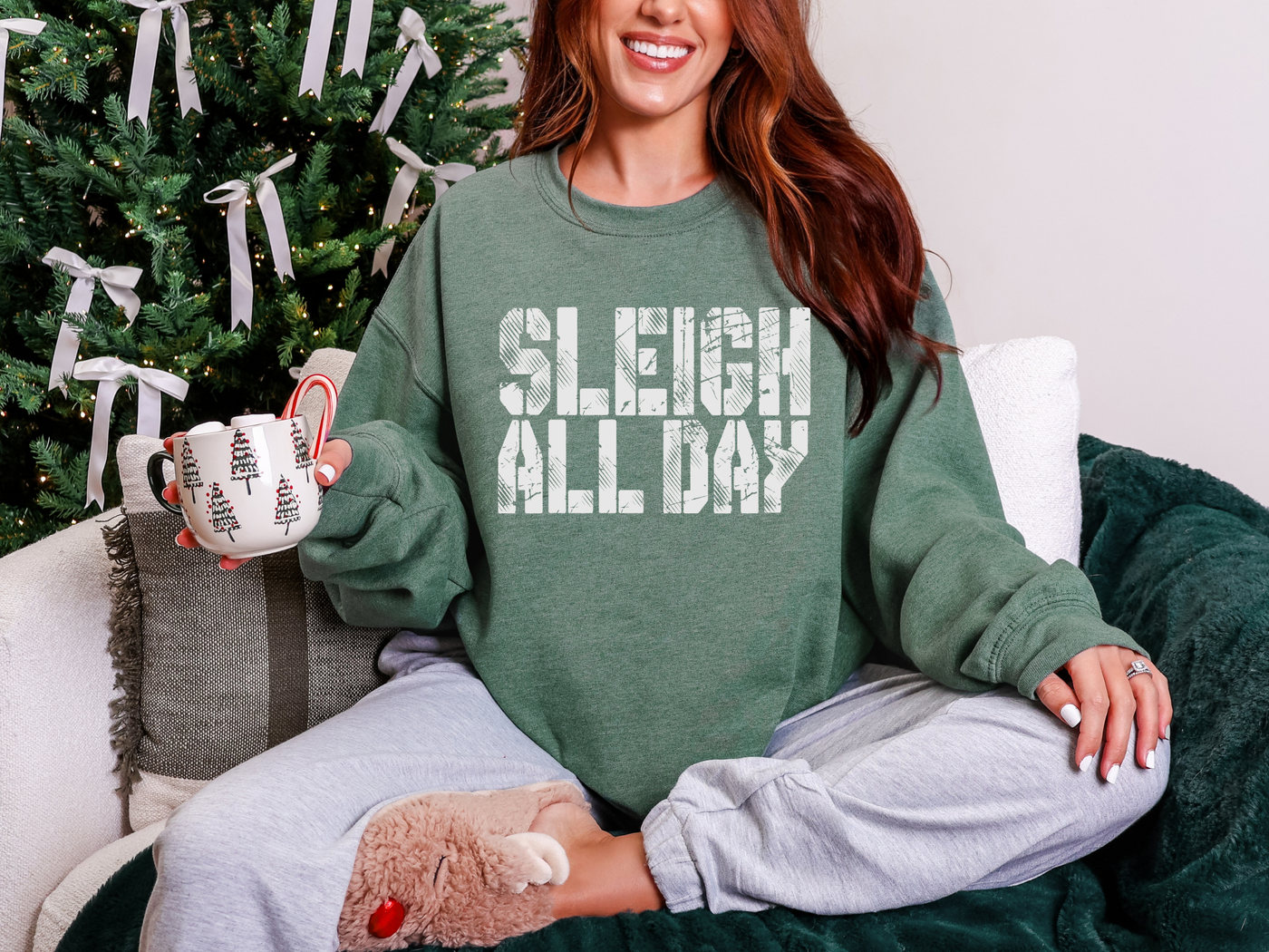 Sleigh All Day Evergreen Graphic Tee and Sweatshirt-Womens-Ave Shops-Market Street Nest, Fashionable Clothing, Shoes and Home Décor Located in Mabank, TX