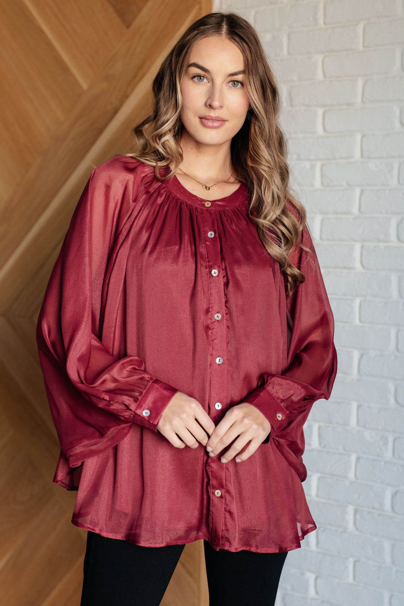 Smiles and Pouts Bat Sleeve Button Down-Blouses-Ave Shops-Market Street Nest, Fashionable Clothing, Shoes and Home Décor Located in Mabank, TX