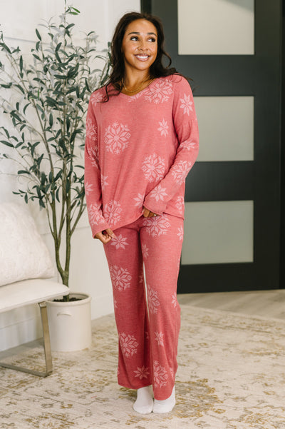 Snowflake Sniffles Pajama Set in Red-Womens-Ave Shops-Market Street Nest, Fashionable Clothing, Shoes and Home Décor Located in Mabank, TX