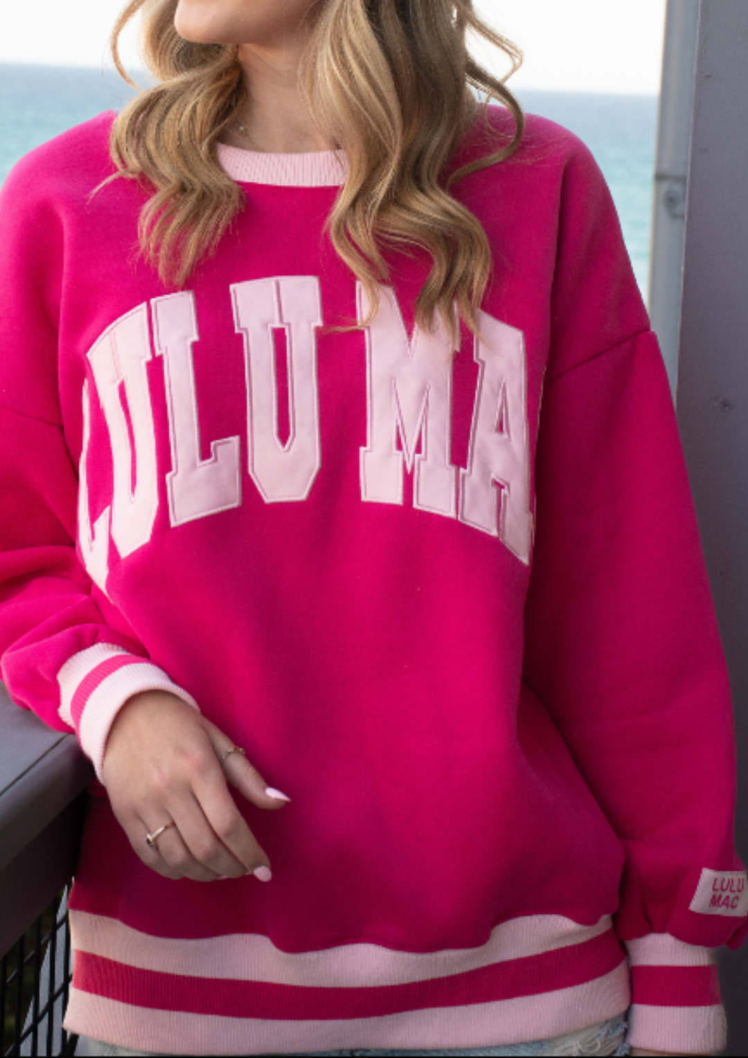 Social Society Hot Pink/Light Pink Stitch Sweatshirt-08-Tops-Girlie Girl Originals-Market Street Nest, Fashionable Clothing, Shoes and Home Décor Located in Mabank, TX