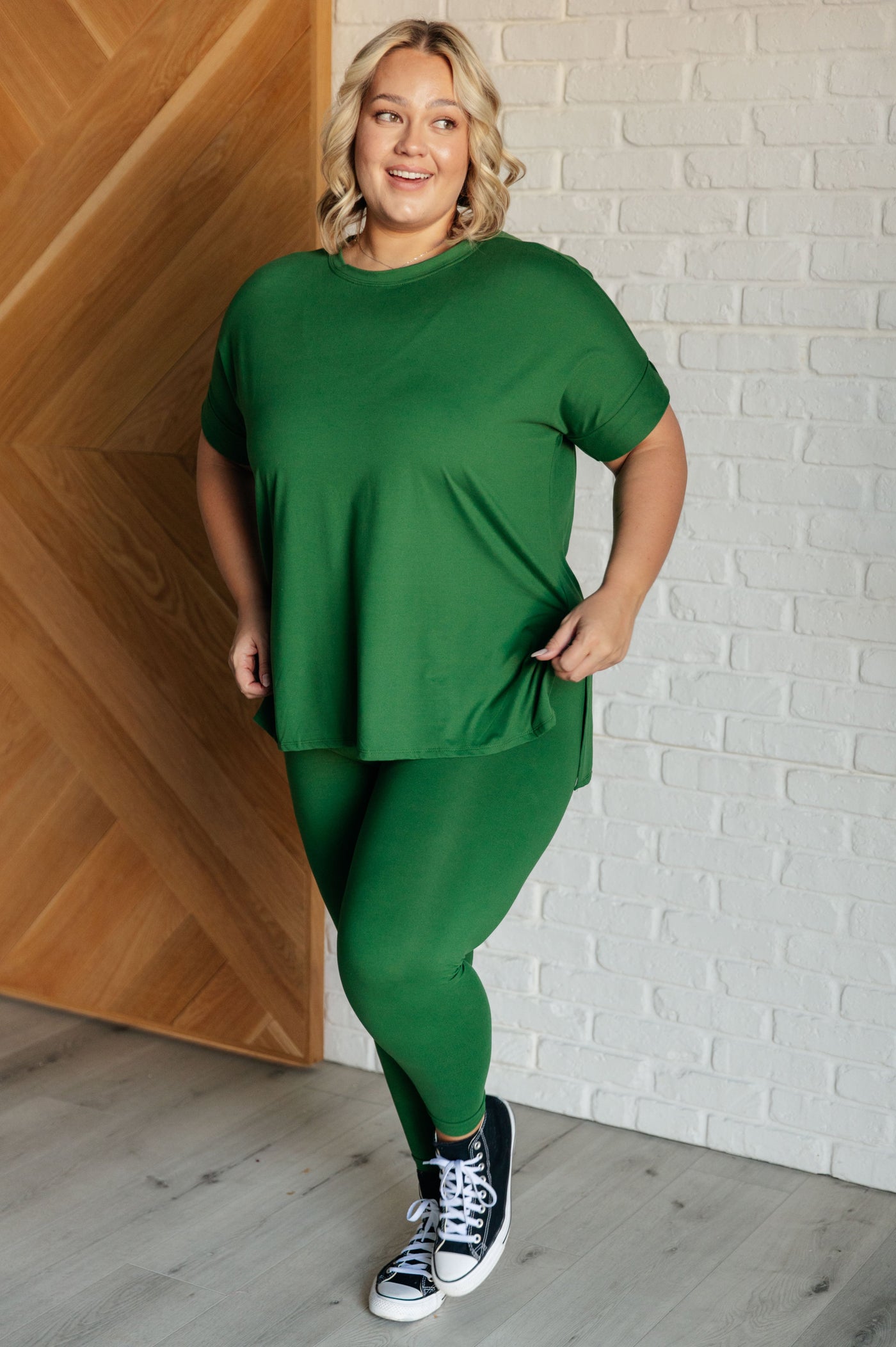 Soft Serve Brushed Microfiber Set in Dark Green-Athleisure-Ave Shops-Market Street Nest, Fashionable Clothing, Shoes and Home Décor Located in Mabank, TX