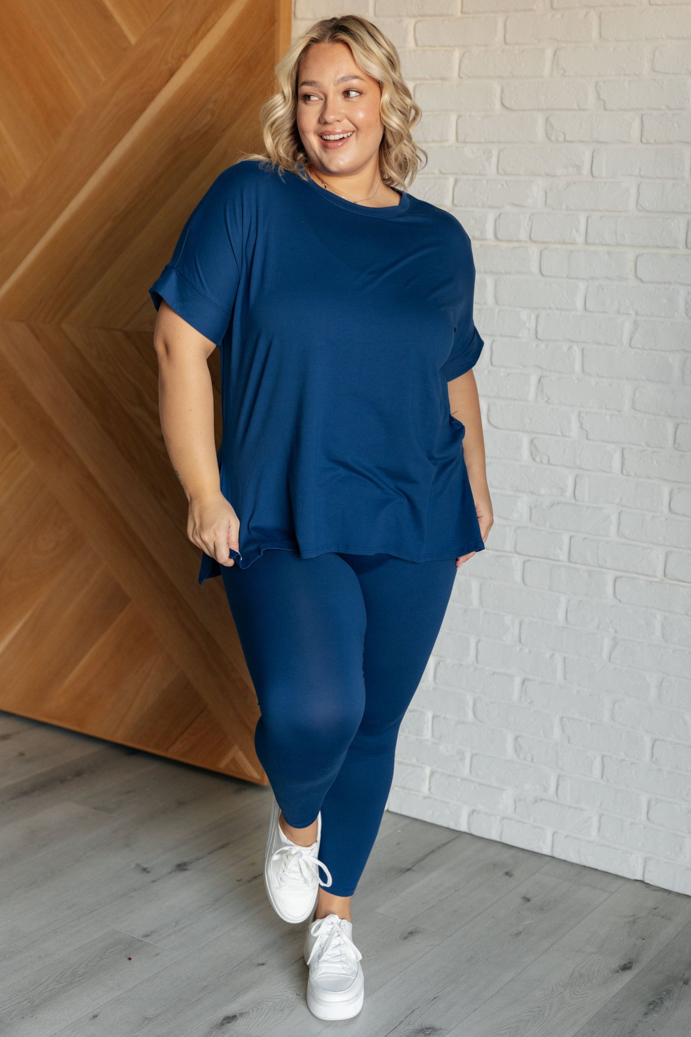 Soft Serve Brushed Microfiber Set in Lt. Navy-Athleisure-Ave Shops-Market Street Nest, Fashionable Clothing, Shoes and Home Décor Located in Mabank, TX