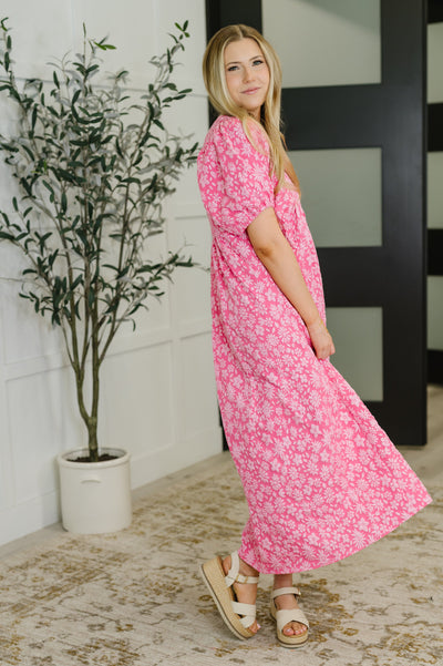 Softly Spoken Textured V-Neck Dress in Hot Pink-Womens-Ave Shops-Market Street Nest, Fashionable Clothing, Shoes and Home Décor Located in Mabank, TX