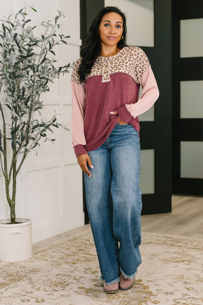 Spotted & Blocked Color Block Henley Top-Womens-Ave Shops-Market Street Nest, Fashionable Clothing, Shoes and Home Décor Located in Mabank, TX