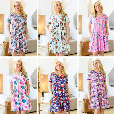 PREORDER: Short Sleeve Night Dress in Six Prints-Womens-Ave Shops-Market Street Nest, Fashionable Clothing, Shoes and Home Décor Located in Mabank, TX