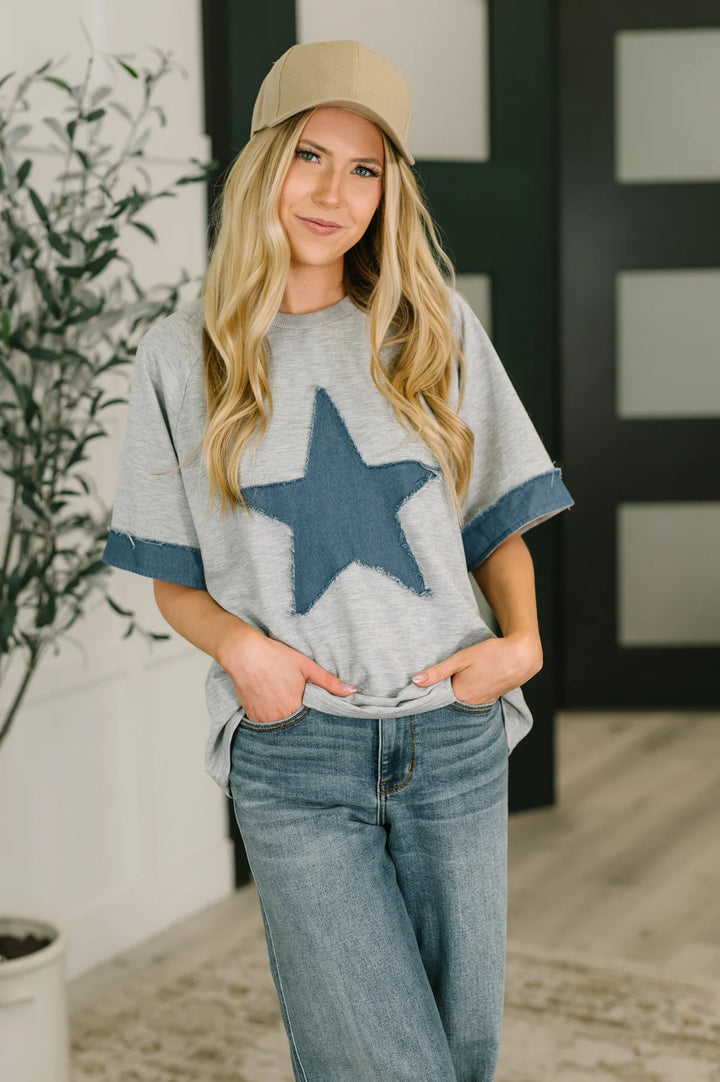 Star Stud Distressed Applique Top-08-Tops-Avenue Shops-Market Street Nest, Fashionable Clothing, Shoes and Home Décor Located in Mabank, TX