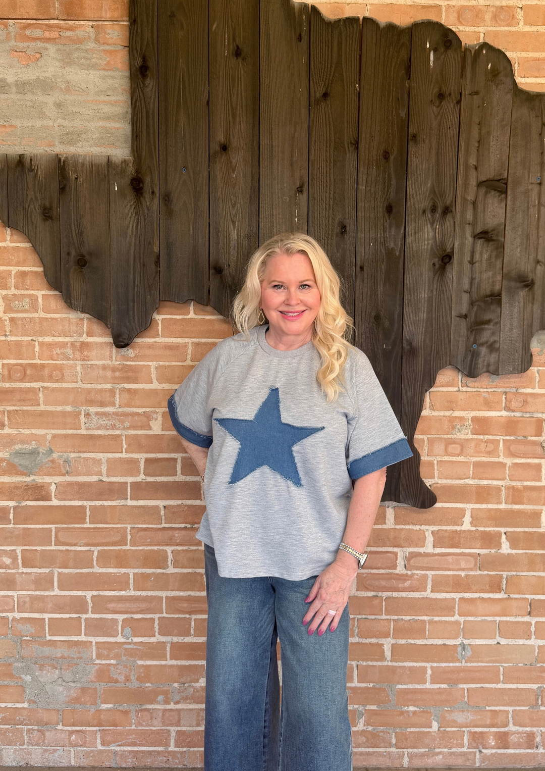 Star Stud Distressed Applique Top-08-Tops-Avenue Shops-Market Street Nest, Fashionable Clothing, Shoes and Home Décor Located in Mabank, TX