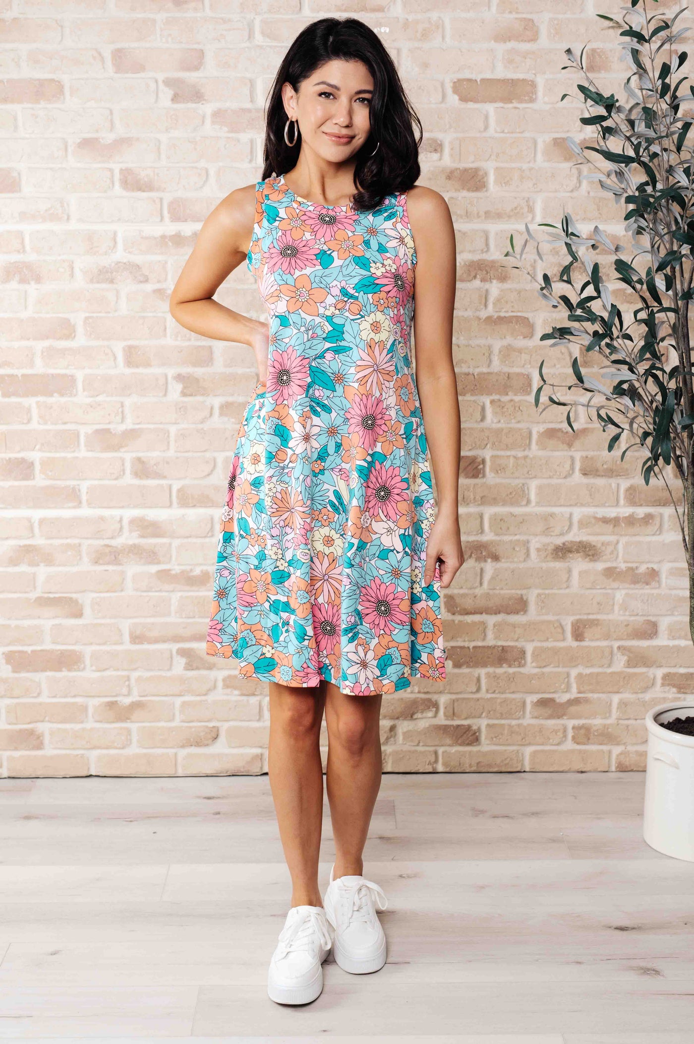 Summer Garden Sleeveless Swing Dress-Dresses-Ave Shops-Market Street Nest, Fashionable Clothing, Shoes and Home Décor Located in Mabank, TX