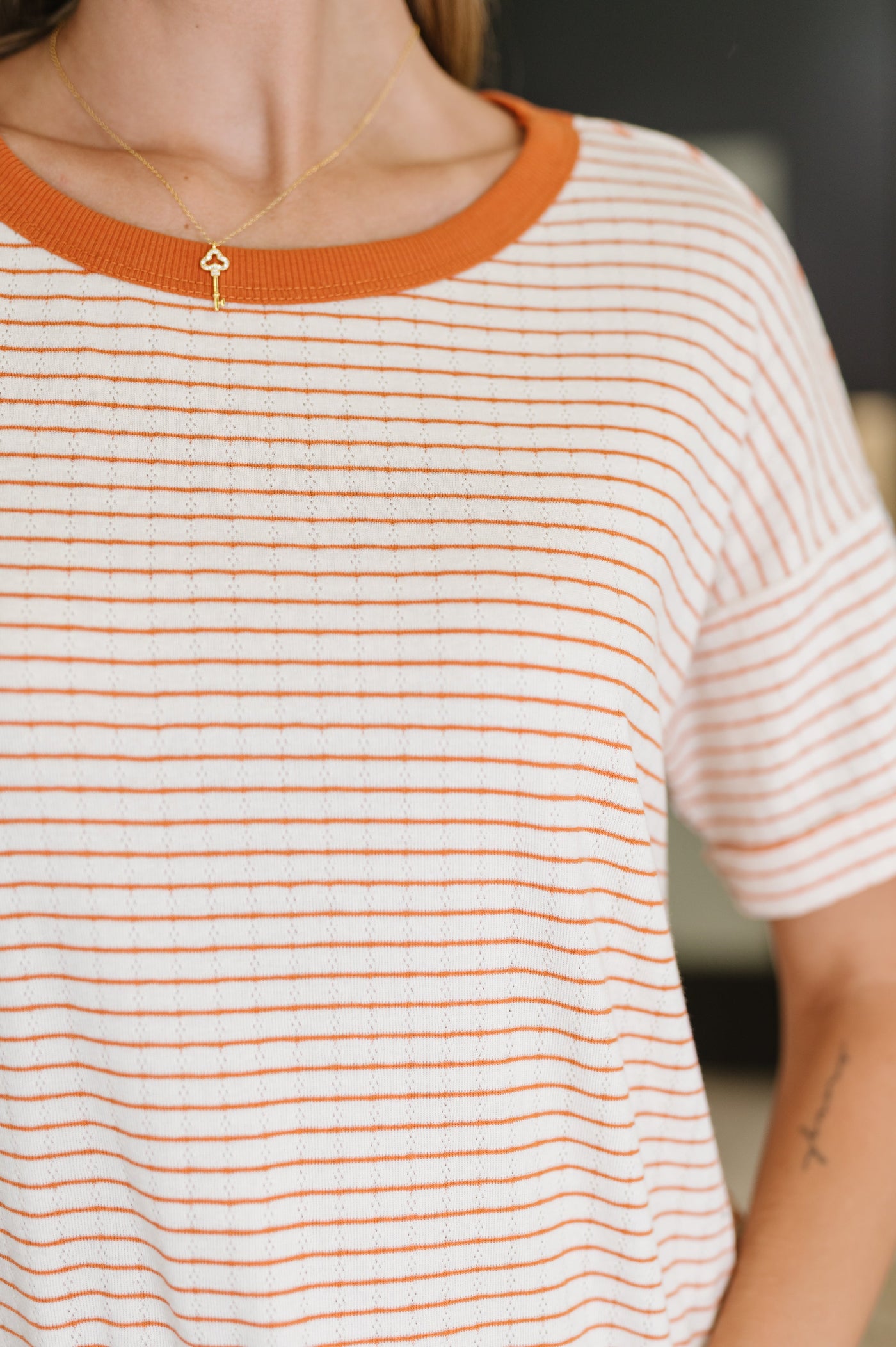 Sunbeam Shuffle Banded Round Neck Top in Orange-Womens-Ave Shops-Market Street Nest, Fashionable Clothing, Shoes and Home Décor Located in Mabank, TX