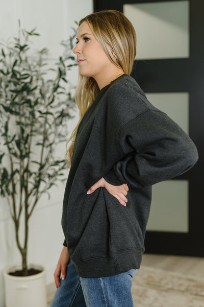 Sunday Snug Relaxed Pullover in Charcoal-Womens-Ave Shops-Market Street Nest, Fashionable Clothing, Shoes and Home Décor Located in Mabank, TX
