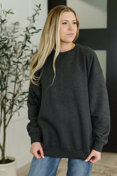 Sunday Snug Relaxed Pullover in Charcoal-Womens-Ave Shops-Market Street Nest, Fashionable Clothing, Shoes and Home Décor Located in Mabank, TX
