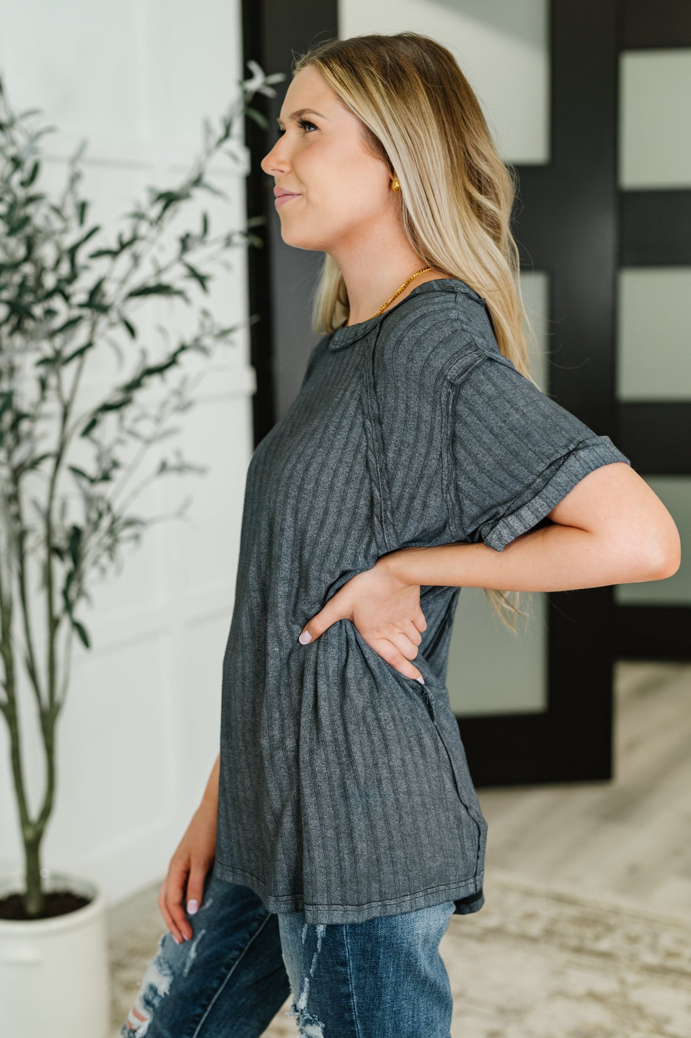 Sunday's Bestie Mineral Wash Top in Ash Black-Womens-Ave Shops-Market Street Nest, Fashionable Clothing, Shoes and Home Décor Located in Mabank, TX