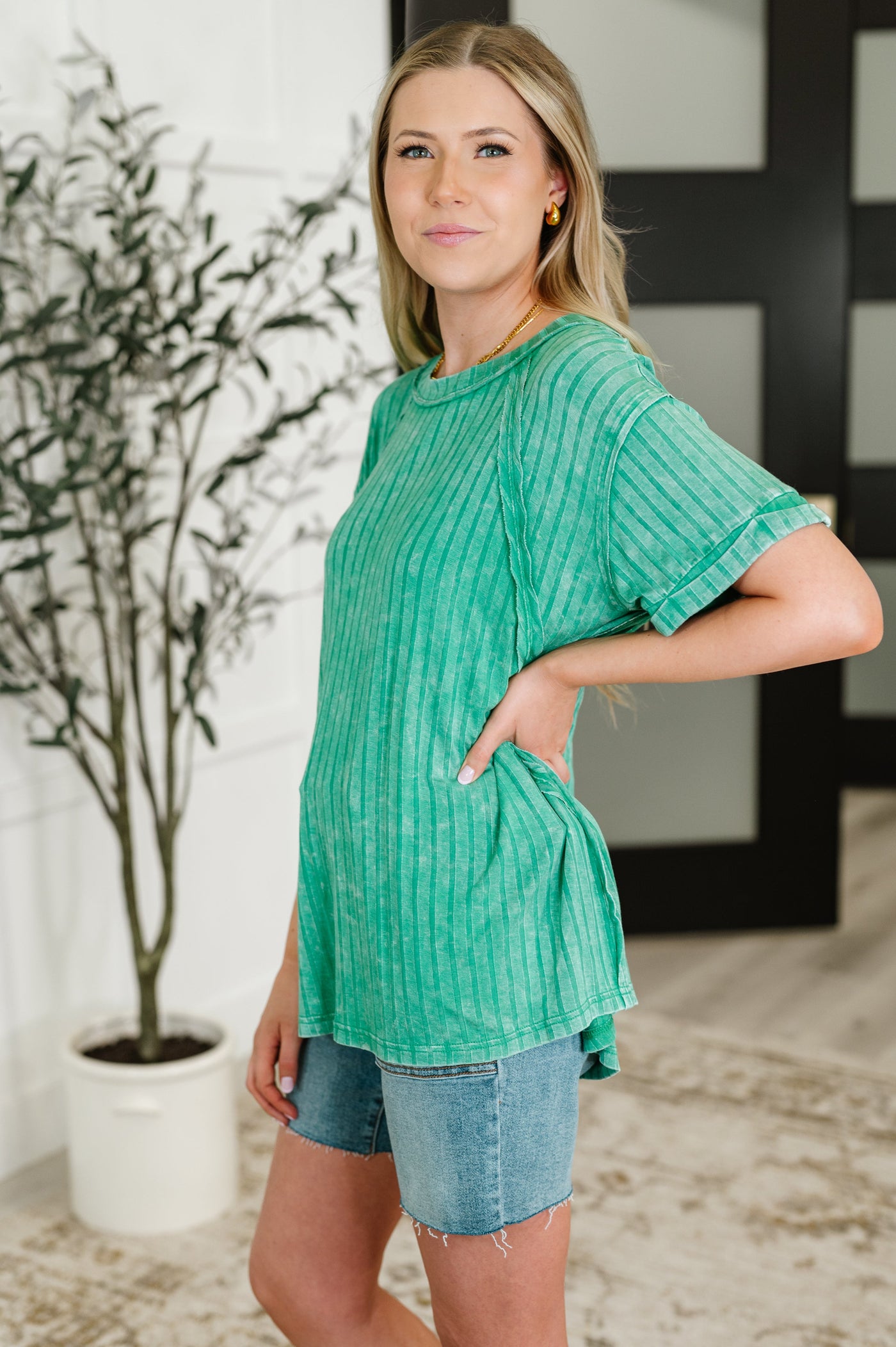 Sunday's Bestie Mineral Wash Top in Kelly Green-Womens-Ave Shops-Market Street Nest, Fashionable Clothing, Shoes and Home Décor Located in Mabank, TX