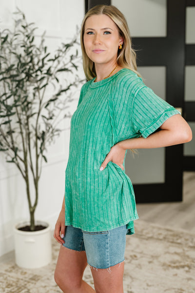 Sunday's Bestie Mineral Wash Top in Kelly Green-Womens-Ave Shops-Market Street Nest, Fashionable Clothing, Shoes and Home Décor Located in Mabank, TX