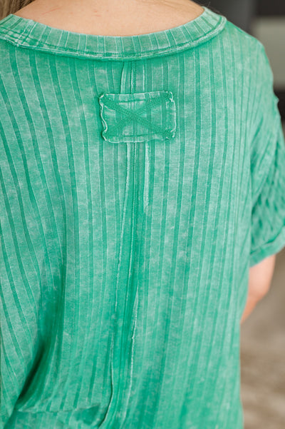 Sunday's Bestie Mineral Wash Top in Kelly Green-Womens-Ave Shops-Market Street Nest, Fashionable Clothing, Shoes and Home Décor Located in Mabank, TX