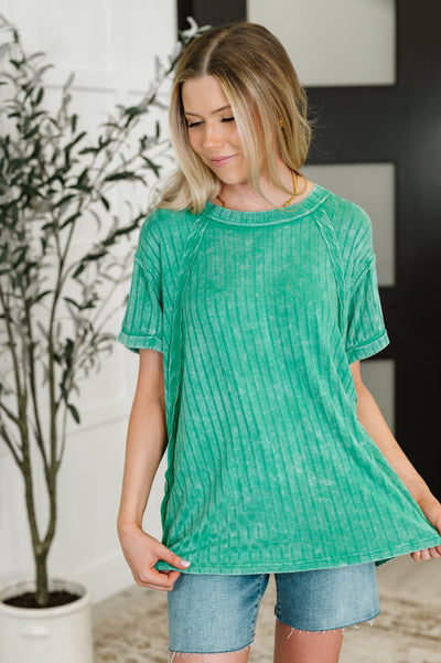 Sunday's Bestie Mineral Wash Top in Kelly Green-Womens-Ave Shops-Market Street Nest, Fashionable Clothing, Shoes and Home Décor Located in Mabank, TX