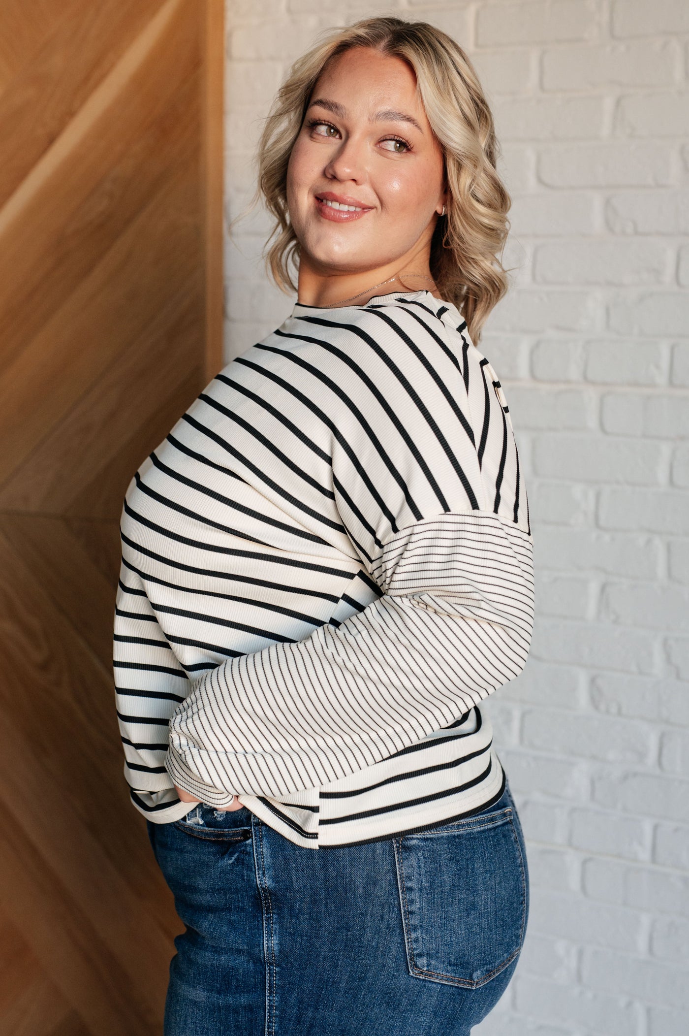 Super Clever Patchwork Striped Top in Ivory-Tops-Ave Shops-Market Street Nest, Fashionable Clothing, Shoes and Home Décor Located in Mabank, TX