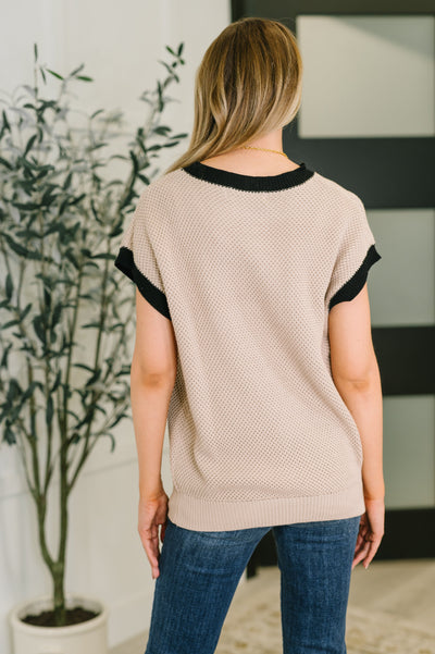 Sure Seems Sweet Contrast Trim Sleeveless Sweater-Womens-Ave Shops-Market Street Nest, Fashionable Clothing, Shoes and Home Décor Located in Mabank, TX