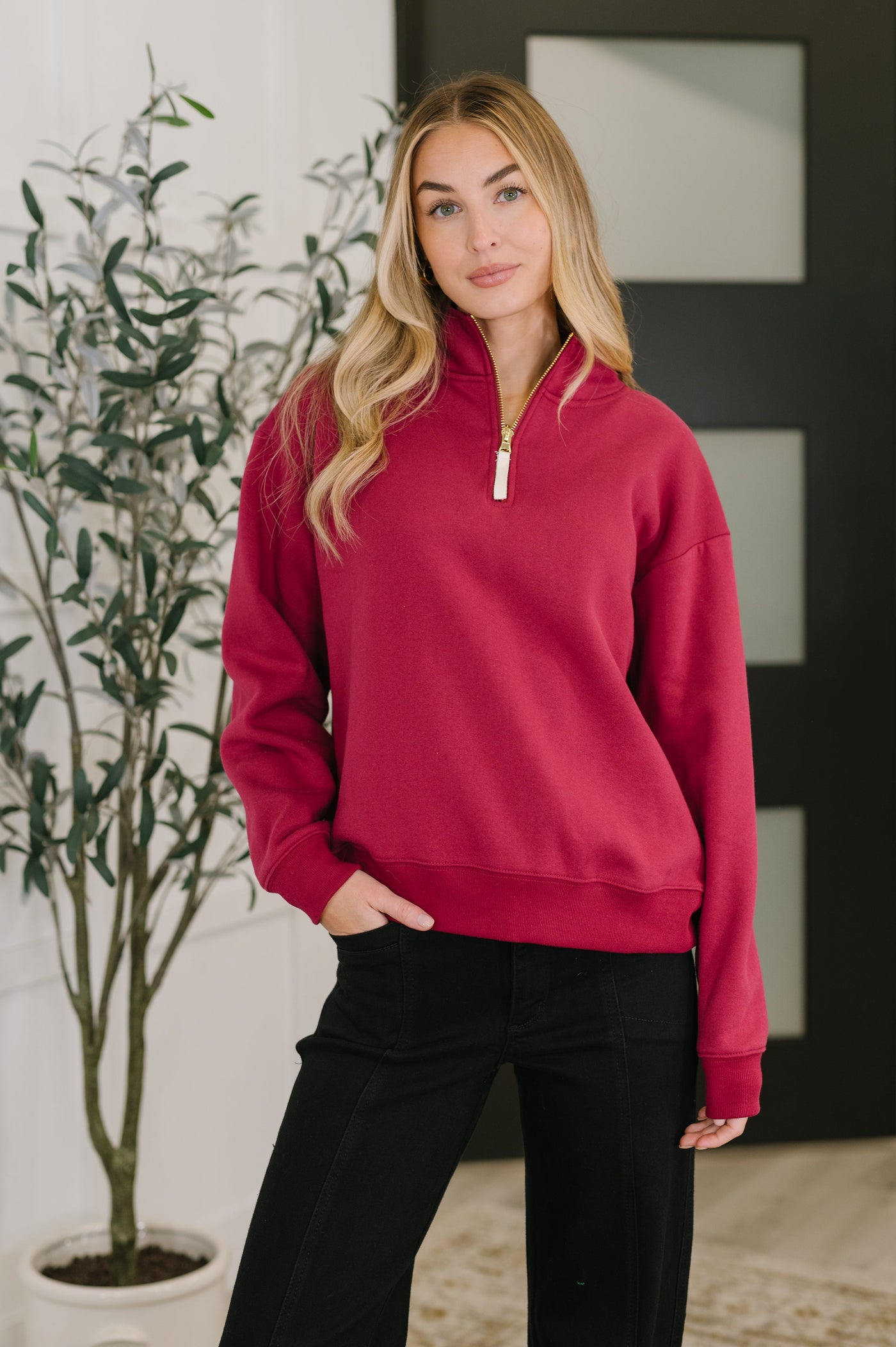 Sweater Weather Half Zip High Neck Pullover in Cabernet-Womens-Ave Shops-Market Street Nest, Fashionable Clothing, Shoes and Home Décor Located in Mabank, TX