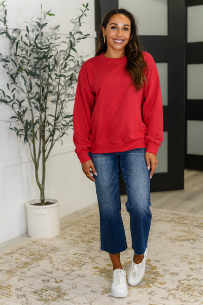 Sweet with a Side Eye Drop Shoulder Pullover in True Red-Womens-Ave Shops-Market Street Nest, Fashionable Clothing, Shoes and Home Décor Located in Mabank, TX