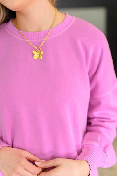 Talk Cozy to Me Stepped Hem Pullover in Bright Mauve-Womens-Ave Shops-Market Street Nest, Fashionable Clothing, Shoes and Home Décor Located in Mabank, TX