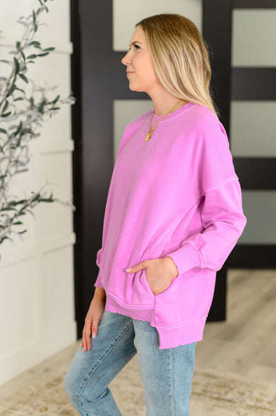 Talk Cozy to Me Stepped Hem Pullover in Bright Mauve-Womens-Ave Shops-Market Street Nest, Fashionable Clothing, Shoes and Home Décor Located in Mabank, TX