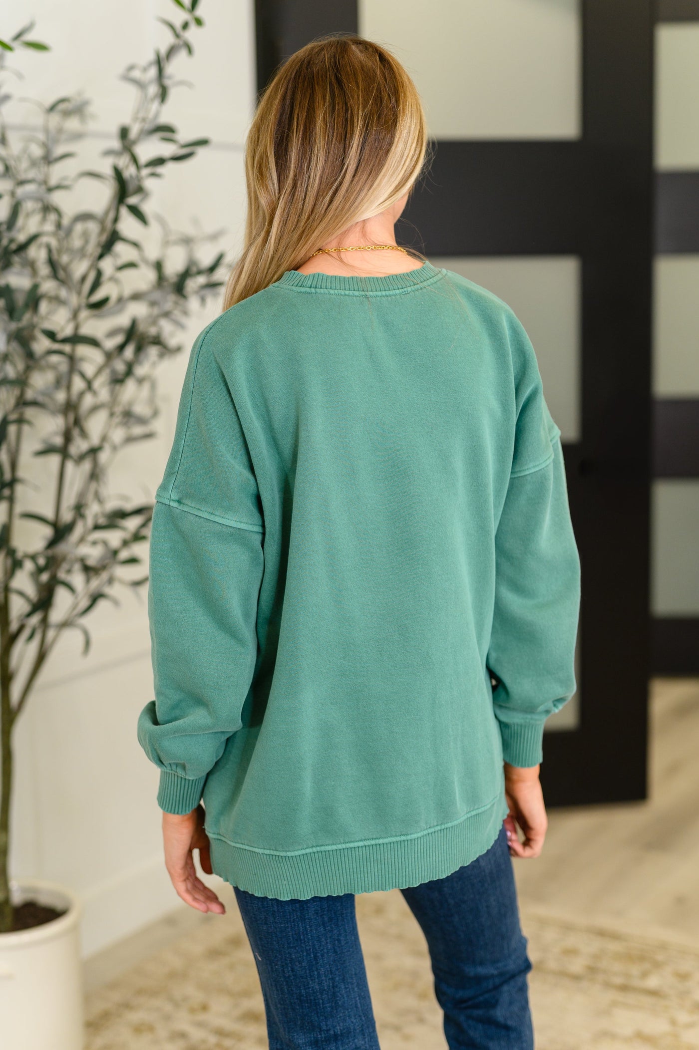 Talk Cozy to Me Stepped Hem Pullover in Dark Green-Womens-Ave Shops-Market Street Nest, Fashionable Clothing, Shoes and Home Décor Located in Mabank, TX