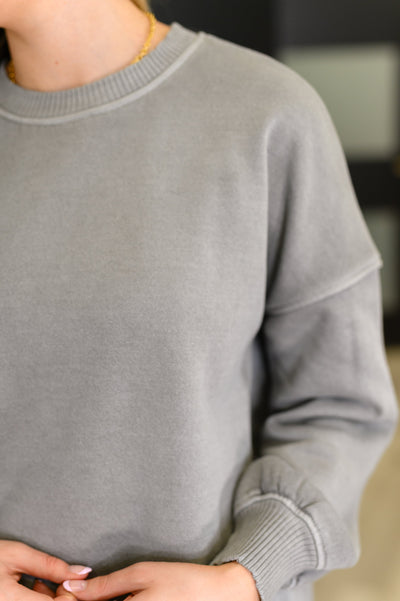 Talk Cozy to Me Stepped Hem Pullover in Sleet-Womens-Ave Shops-Market Street Nest, Fashionable Clothing, Shoes and Home Décor Located in Mabank, TX