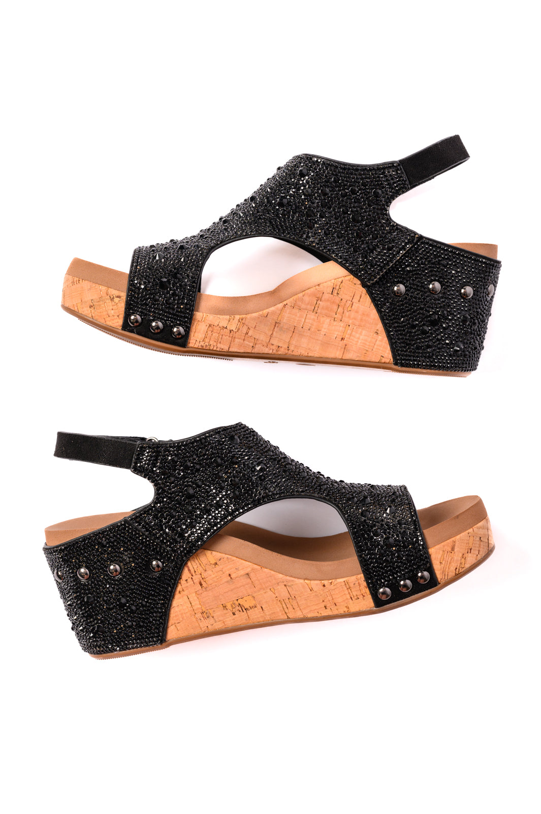 Ashley Wedge Sandals in Black Rhinestone-Womens-Ave Shops-Market Street Nest, Fashionable Clothing, Shoes and Home Décor Located in Mabank, TX