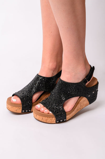 Ashley Wedge Sandals in Black Rhinestone-Womens-Ave Shops-Market Street Nest, Fashionable Clothing, Shoes and Home Décor Located in Mabank, TX