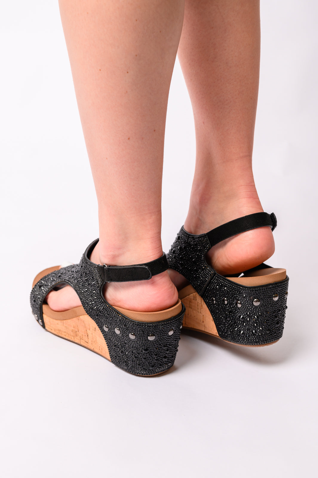 Ashley Wedge Sandals in Black Rhinestone-Womens-Ave Shops-Market Street Nest, Fashionable Clothing, Shoes and Home Décor Located in Mabank, TX