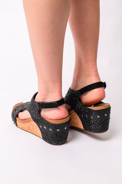 Ashley Wedge Sandals in Black Rhinestone-Womens-Ave Shops-Market Street Nest, Fashionable Clothing, Shoes and Home Décor Located in Mabank, TX